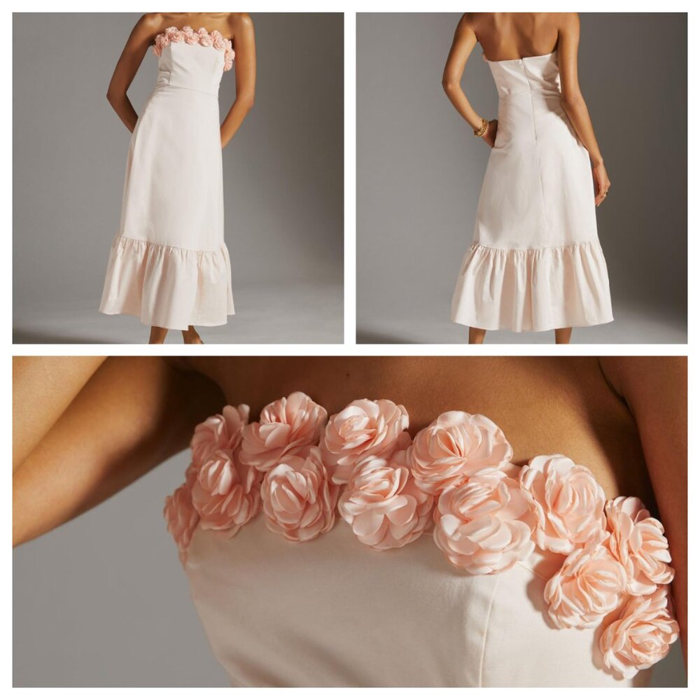 NWT Anthropologie Hutch Floral Hem Rosette Applique Maxi Dress 10 - Picture 4 of 8